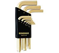 Bondhus Angle Jeu de clés 6 pans Doré Guard hlx9msg, 9 pièces, courte, 38299