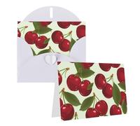 BONDIJ Cartes de vœux vierges avec enveloppes, motif fruits de cerise, cartes de remerciement, cartes vierges pour toutes les occasions anniversaire, remerciement, mariage, fêtes de fin d'année, etc.
