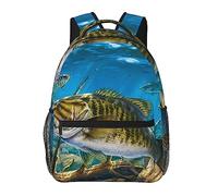BONDIJ Foggy Lake Sac à dos léger pour l'école, sac de voyage grand sac à dos pour enfants, garçons, filles, cadeaux pour enseignants, Pêche au poisson de lac, taille unique
