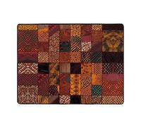 BONDIJ Grand tapis de style africain patchwork - Lavable en machine - Antidérapant - Tapis d'intérieur moderne pour salle à manger, buanderie, bureau
