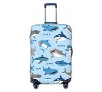 BONDIJ Housses de bagage de voyage anti-poussière avec motif de requin de dessin animé pour bagages de 45,7 à 81,3 cm, Noir , 85