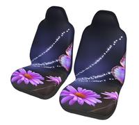 BONDIJ Lot de 2 housses de siège avant de voiture lavables avec joli motif papillon violet - Housses de protection intérieures universelles pour sièges avant de voiture