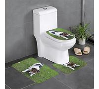BONDIJ Lot de 3 tapis de bain absorbants antidérapants pour chien Jack Russell Tapis de bain contour et abattant WC