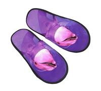 BONDIJ Pantoufles à imprimé dauphin - Confortables - Chaudes - En peluche douce - Pour homme et femme, Noir , Taille unique