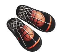 BONDIJ Pantoufles de basket-ball en peluche douce à enfiler pour intérieur et extérieur, Noir , Taille unique