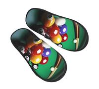 BONDIJ Pantoufles de billard en peluche douce et chaude à enfiler pour l'intérieur et l'extérieur pour femme, Noir , Taille unique