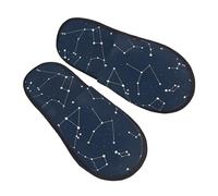 BONDIJ Pantoufles en fourrure pour femmes et hommes - Imprimé phosphorescent - Pantoufles d'hiver mignonnes en peluche - Pantoufles d'intérieur confortables, Noir , Medium