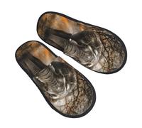 BONDIJ Pantoufles en fourrure pour homme et femme - Imprimé éléphant d'Afrique tropicale - Pantoufles d'hiver mignonnes en peluche - Pantoufles d'intérieur confortables, Noir , Medium