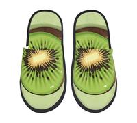 BONDIJ Pantoufles en fourrure pour homme et femme - Motif kiwi - Pantoufles d'hiver mignonnes en peluche confortables, Noir , Medium