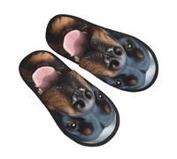 BONDIJ Rottweiler Chaussons d'intérieur et d'extérieur en peluche douce pour femme Motif tête de langue, Noir , Taille unique