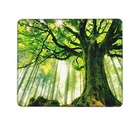 BONDIJ Tapis de souris rectangulaire en caoutchouc antidérapant avec imprimé grand arbre vert naturel, tapis de souris imperméable pour le bureau, la maison et les jeux vidéo