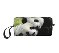 BONDIJ Trousse de maquillage de voyage, trousse de toilette portable, grande capacité, animaux naturels, panda, trousse cosmétique de voyage, sac de rangement multifonctionnel, blanc, taille unique,