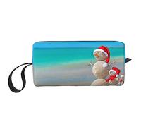 BONDIJ Trousse de maquillage de voyage, trousse de toilette portable, grande capacité, bonhomme de neige, coquillages, sac cosmétique de voyage, sac de rangement multifonctionnel, blanc, taille unique