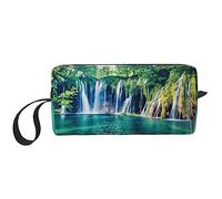 BONDIJ Trousse de maquillage de voyage, trousse de toilette portable, grande capacité, cascade jungle, sac de voyage, sac de rangement multifonctionnel, blanc, taille unique, BLANC, One Size