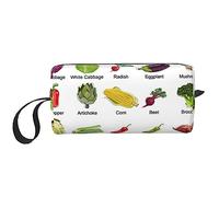 BONDIJ Trousse de Maquillage de Voyage, Trousse de Toilette Portable, Grande Capacité, Divers Légumes, Sac de Voyage Sac de Rangement Multifonctionnel, Blanc, Taille Unique, white-417, One size