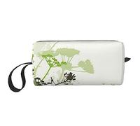 BONDIJ Trousse de maquillage de voyage, trousse de toilette portable, grande capacité, feuilles et herbes, sac cosmétique de voyage, sac de rangement multifonctionnel, blanc, taille unique, blanc,