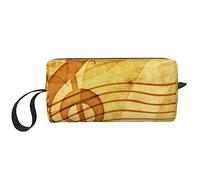 BONDIJ Trousse de maquillage de voyage, trousse de toilette portable, grande capacité, fond de musique vintage, trousse cosmétique de voyage, sac de rangement multifonctionnel, blanc, taille unique