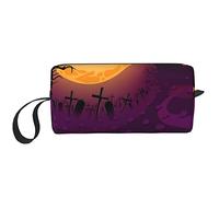 BONDIJ Trousse de maquillage de voyage, trousse de toilette portable, grande capacité, Happy Halloween, trousse cosmétique de voyage, sac de rangement multifonctionnel, blanc, taille unique, blanc,