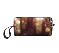 BONDIJ Trousse de maquillage de voyage, trousse de toilette portable, grande capacité, microphone doré, trousse cosmétique de voyage, sac de rangement multifonctionnel, blanc, taille unique, blanc,