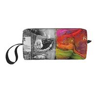 BONDIJ Trousse de maquillage de voyage, trousse de toilette portable, grande capacité, motif cerveau gauche et droit, sac de maquillage de voyage, sac de rangement multifonctionnel, blanc, taille