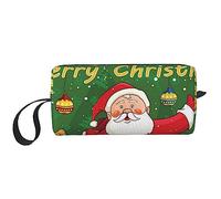 BONDIJ Trousse de maquillage de voyage - Trousse de toilette portable - Grande capacité - Père Noël - Sac de voyage - Sac à cosmétiques - Sac de rangement multifonctionnel, Blanc, Taille unique,