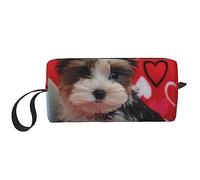 BONDIJ Trousse de maquillage de voyage, trousse de toilette portable, grande capacité, sac cosmétique de voyage Yorkie chiot sac de rangement multifonctionnel, blanc, taille unique, blanc, taille