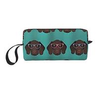BONDIJ Trousse de maquillage de voyage, trousse de toilette portable, grande capacité, sac de maquillage de voyage allemand à poils courts, sac de rangement multifonctionnel, blanc, taille unique,