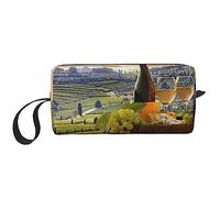 BONDIJ Trousse de maquillage de voyage, trousse de toilette portable, grande capacité, vignoble, sac de voyage, sac de rangement multifonctionnel, blanc, taille unique, Blanc, Taille unique,