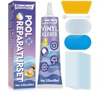 Bondtech Kit de réparation de piscine, patchs étanches, kit de réparation de matelas gonflable, transparent, répare une variété d'objets gonflables, film de piscine, kayaks, bateau gonflable (60 ml)