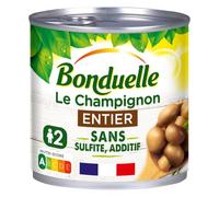 BONDUELLE Champignons Entiers en Conserve 230g - Sans Sulfite, Sans Additif, Origine Val de Loire - Boîte Métal avec Ouverture Facile - Lot de 4