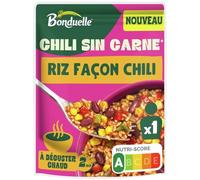 BONDUELLE - Chili Sin Carne - Riz, Haricots Rouges et Maïs - Recette Végétarienne - Plat Préparé Nourrissant et Gourmand - Nutri-Score A - Sachet de 250 g