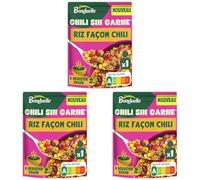 BONDUELLE - Chili Sin Carne - Riz, Haricots Rouges et Maïs - Recette Végétarienne - Plat Préparé Nourrissant et Gourmand - Nutri-Score A - Sachet de 250 g (Lot de 3)