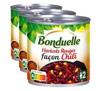 BONDUELLE - Haricots Rouges façon chili - Sans Conservateur* - Nutri-Score A - Boîte de Conserve 400 g (Lot de 3)