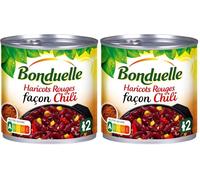 BONDUELLE - Haricots Rouges façon chili - Sans Conservateur* - Nutri-Score A - Boîte de Conserve 400 g (Lot de 2)