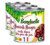 BONDUELLE - Haricots Rouges Nature - Gamme Très Peu de Jus - Sans Conservateur - Nutri-Score A - Boîte de Conserve 310 g (Lot de 3)