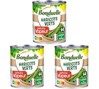 BONDUELLE - Haricots Verts Extra-Fins - Cuits à la Vapeur - Nutri-Score A - Boîte de Conserve 590 g (Lot de 3)