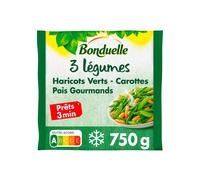 BONDUELLE Mélange Légumes Haricots Verts Carottes et Pois Gourmands 750g