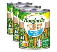 BONDUELLE - Petits Pois Carottes - Cueillis à Maturité - Sans Conservateur, Sans Arôme Ajouté - Nutri-Score A - Boîte de Conserve 800 g (Lot de 3)