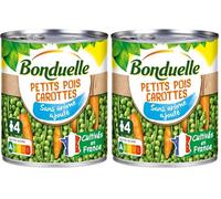 BONDUELLE - Petits Pois Carottes - Cueillis à Maturité - Sans Conservateur, Sans Arôme Ajouté - Nutri-Score A - Boîte de Conserve 800 g (Lot de 2)