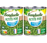 BONDUELLE - Petits Pois Tendres & Fondants - Cueillis à Maturité - Sans Conservateur*, Sans Arôme Ajouté - Nutri-Score A - Boîte de Conserve 800 g (Lot de 2)