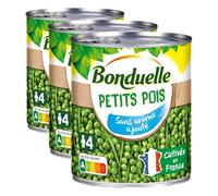 BONDUELLE - Petits Pois Tendres & Fondants - Cueillis à Maturité - Sans Conservateur*, Sans Arôme Ajouté - Nutri-Score A - Boîte de Conserve 800 g (Lot de 3)