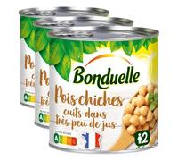 BONDUELLE - Pois Chiches Nature - Gamme Très Peu de Jus - Sans Conservateur - Nutri-Score A - Boîte de Conserve 310 g (Lot de 3)