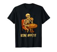 Bone Appétit Funny Halloween Pizza Skeleton Eating Pizza T-Shirt