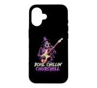 Bone Chillin' Churchill Vampire Jouant de la Guitare Alt Britannique Coque pour iPhone 16