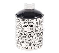 Bone Dry Black & White Dog Bone Gamelle en céramique pour animal domestique Noir 14 x 14 x 21 cm