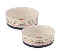 Bone Dry Gamelles de nourriture et d'eau en céramique antidérapantes pour animaux de compagnie pour une alimentation sûre, moins salissante, passent au micro-ondes et au lave-vaisselle, grand ensemble