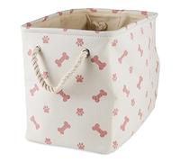 Bone Dry Imprimé pattes et os, coton, rose, taille moyenne, rectangulaire.