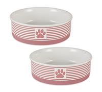 Bone Dry Paw & Patch Lot de 2 Grands Ensembles en céramique pour Animaux de Compagnie, 19,1 x 6,1 cm, Rose