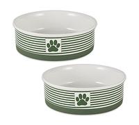 Bone Dry Paw & Patch Lot de 2 Grands Ensembles en céramique pour Animaux de Compagnie, 19,1 x 6,1 cm, Vert Chasseur