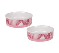 Bone Dry Pet Bowl Collection Ensemble de 2 Bols en céramique Rose Taille L
